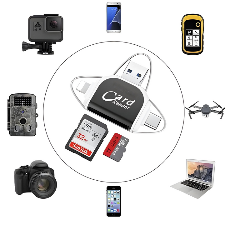 4-in-1 SD & TF Card Reader - FlexPort-Rose gold-The Livary