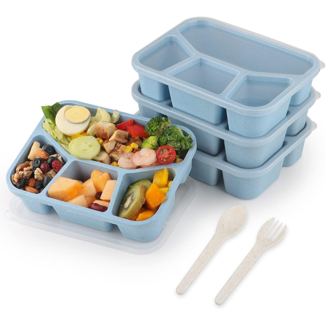 4-Pack Bento Snack Box – 4 Compartments-Blue-Nora Luxe
