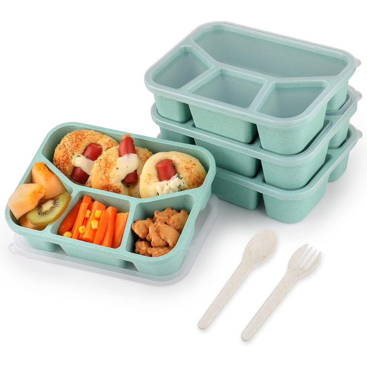 4-Pack Bento Snack Box – 4 Compartments-Green-Nora Luxe