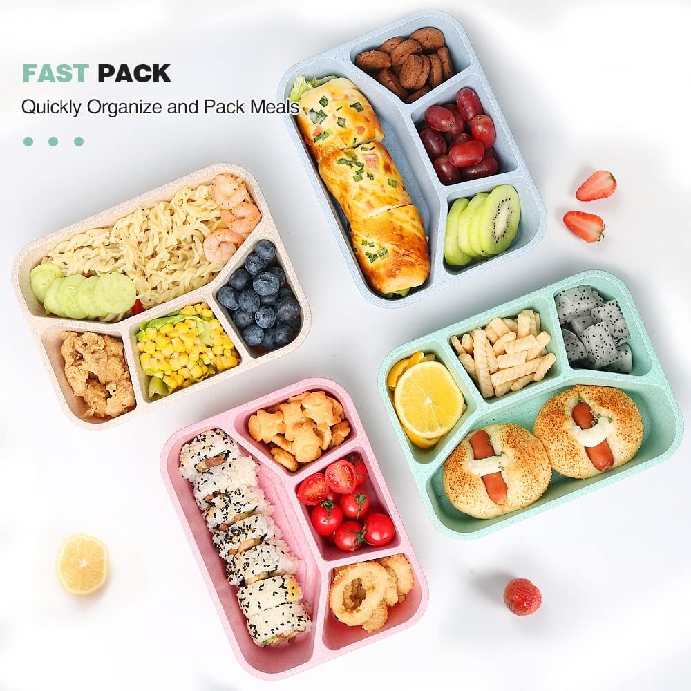 4-Pack Bento Snack Box – 4 Compartments-Multicolored-Nora Luxe
