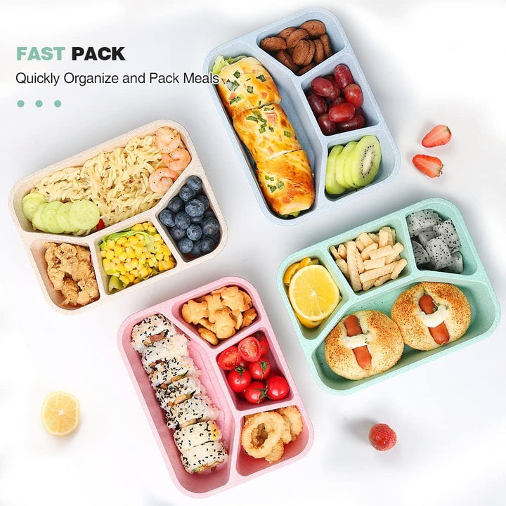 4-Pack Bento Snack Box – 4 Compartments-Multicolored-Nora Luxe