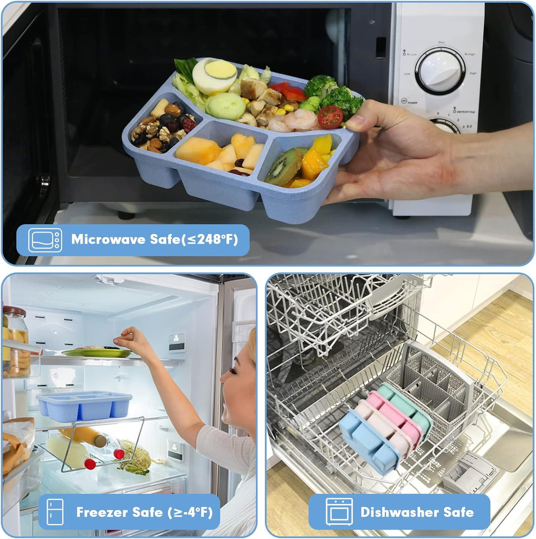 4-Pack Bento Snack Box – 4 Compartments-Multicolored-Nora Luxe