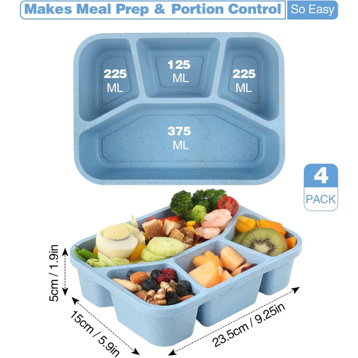 4-Pack Bento Snack Box – 4 Compartments-Multicolored-Nora Luxe