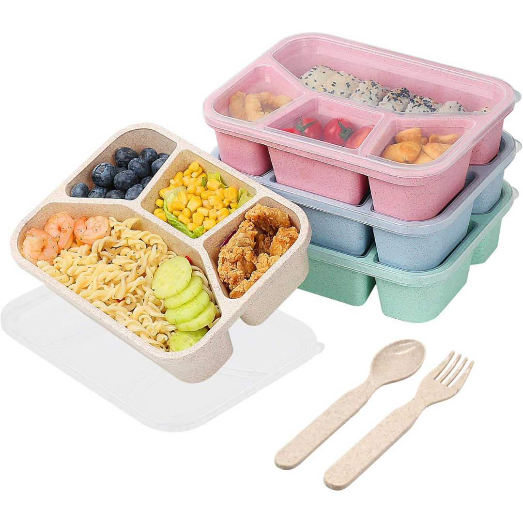 4-Pack Bento Snack Box – 4 Compartments-Multicolored-Nora Luxe