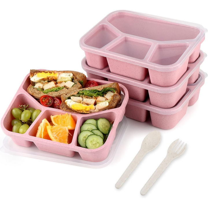 4-Pack Bento Snack Box – 4 Compartments-Pink-Nora Luxe