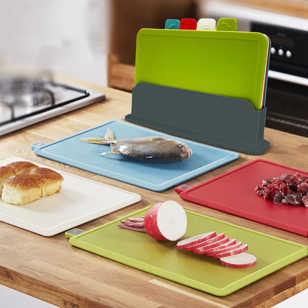 4-Piece Chopping Board Set with Holder - PrepTidy-Nora Luxe