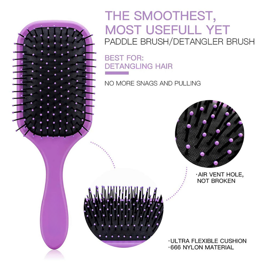 4-piece Detangling Hair Brush Set-Black-Nora Luxe
