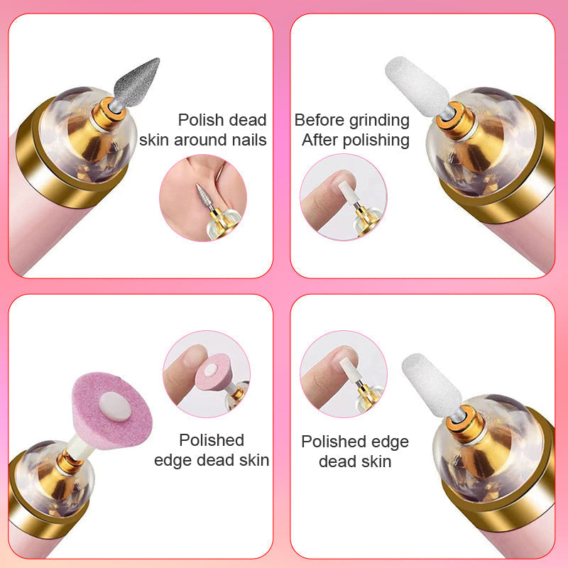 5-IN-1 ELECTRIC NAIL POLISHER – PORTABLE MANICURE TOOL WITH LIGHT-Pink-Nora Luxe