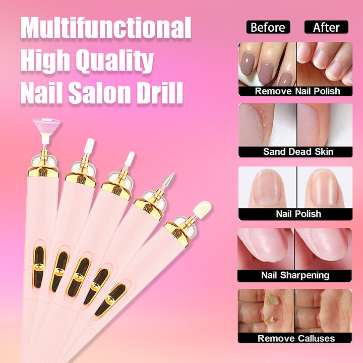 5-IN-1 ELECTRIC NAIL POLISHER – PORTABLE MANICURE TOOL WITH LIGHT-Pink-Nora Luxe