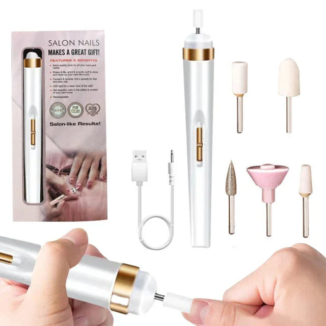 5-IN-1 ELECTRIC NAIL POLISHER – PORTABLE MANICURE TOOL WITH LIGHT-White-Nora Luxe