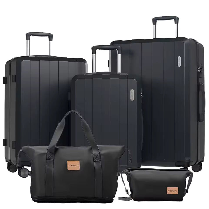 5-in-1 Hard Shell Luggage Set – Barcelona Explorer-Black-Nora Luxe