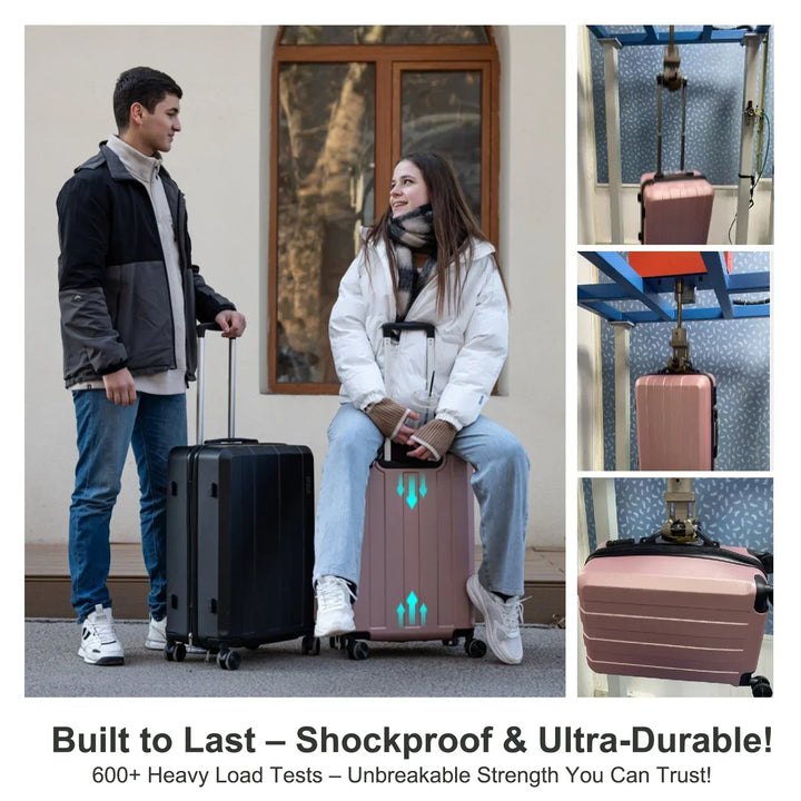 5-in-1 Hard Shell Luggage Set – Barcelona Explorer-Pink-Nora Luxe