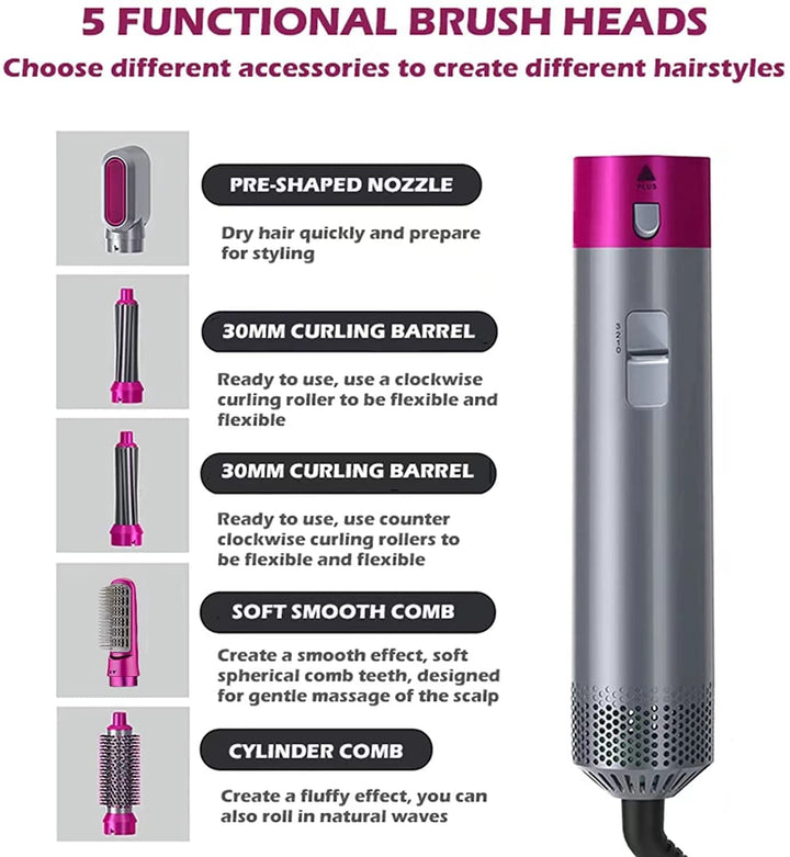 5-in-1 Warm Air Hair Dryer Brush – Aurevia-Nora Luxe