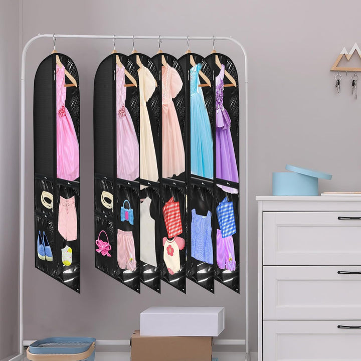 Dance & Costume Garment Bag Set – 5-Pack with Clear Pockets & Fold Loop (Buy 1, Get 1 FREE)