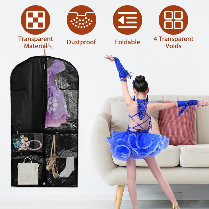 Dance & Costume Garment Bag Set – 5-Pack with Clear Pockets & Fold Loop (Buy 1, Get 1 FREE)