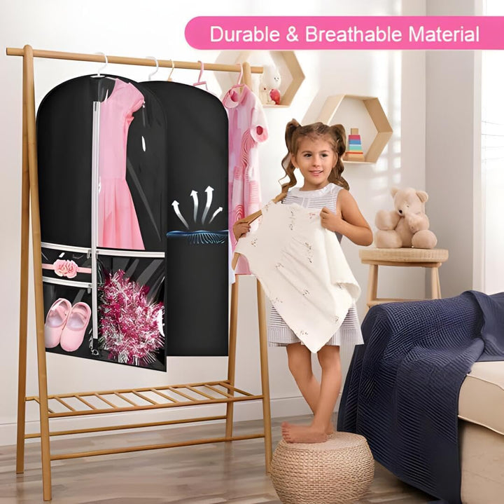 Dance & Costume Garment Bag Set – 5-Pack with Clear Pockets & Fold Loop (Buy 1, Get 1 FREE)