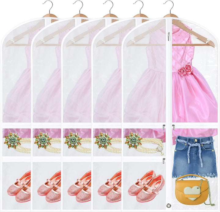 Foldable Dance Garment Bags with Zipped Accessory Pockets – 5-Pack (1+1 FREE)