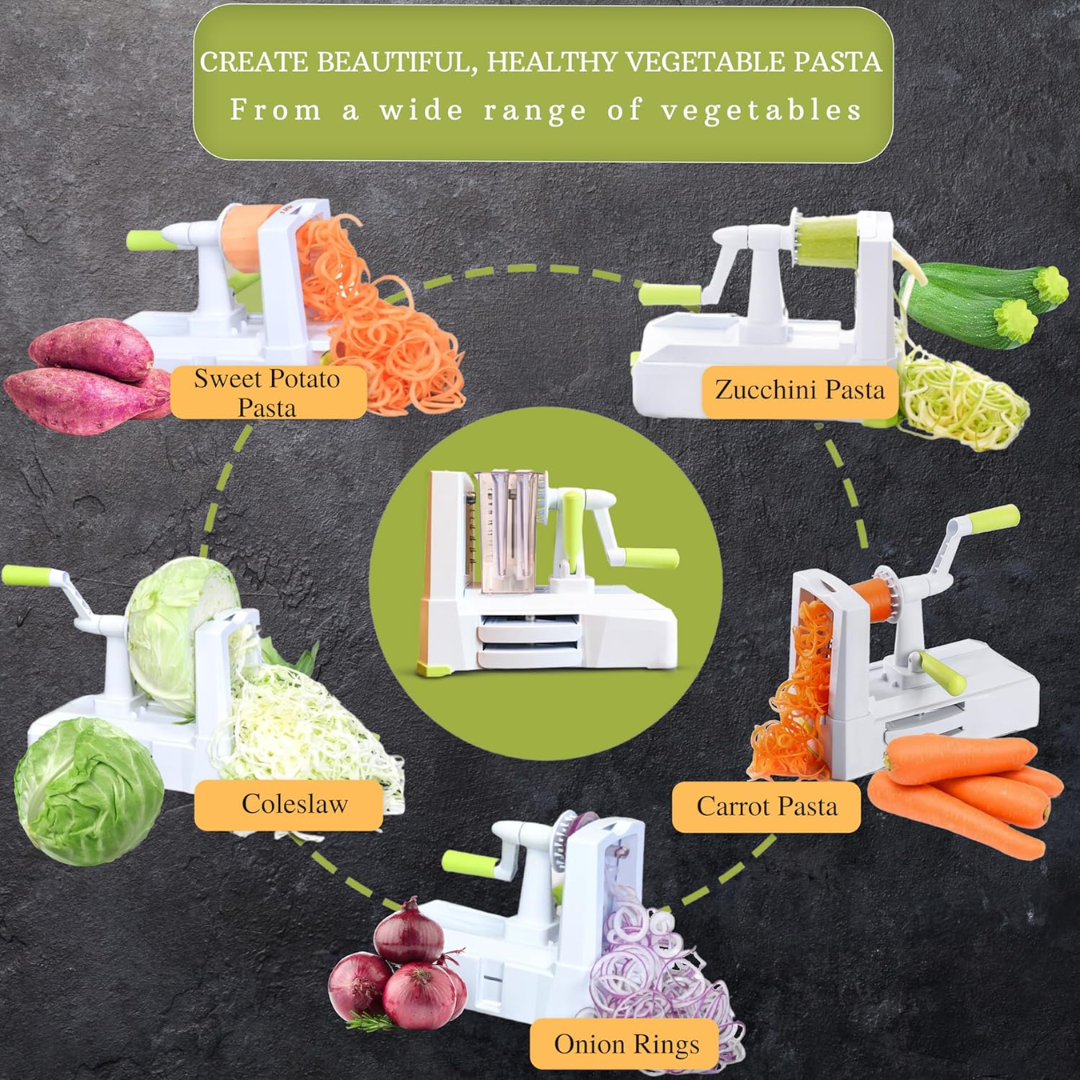 5-Piece Vegetable Spiralizer – Robust Slicer-White 5 knives-Nora Luxe