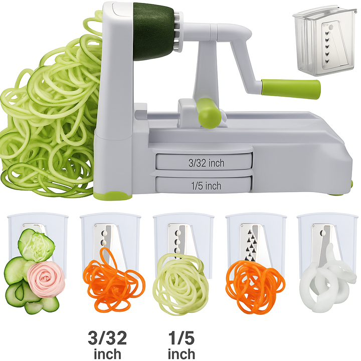 5-Piece Vegetable Spiralizer – Robust Slicer-White 5 knives-Nora Luxe