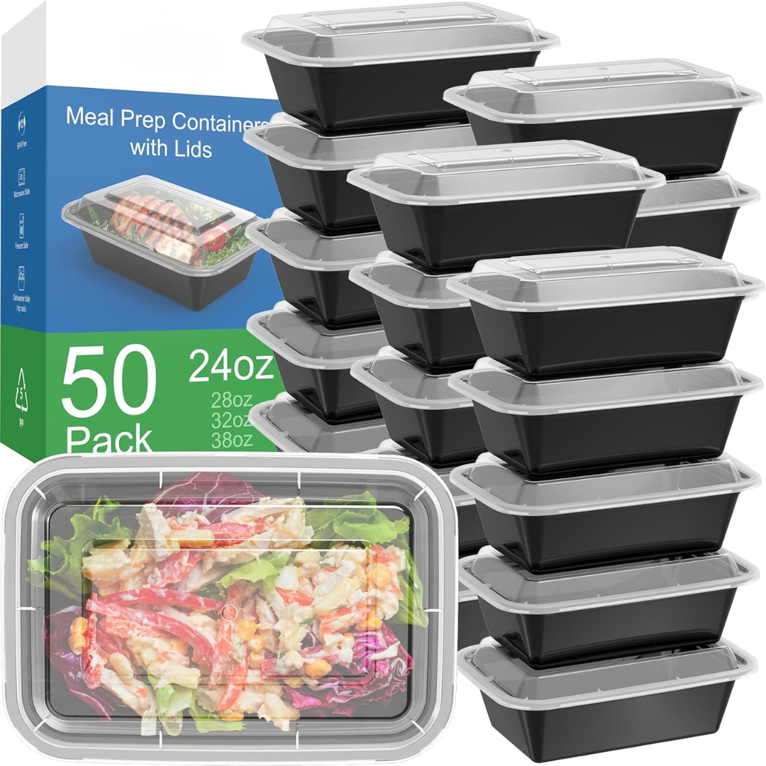 50-Pack Reusable Meal Prep Containers with Lid, Leakproof-700 ml-Nora Luxe