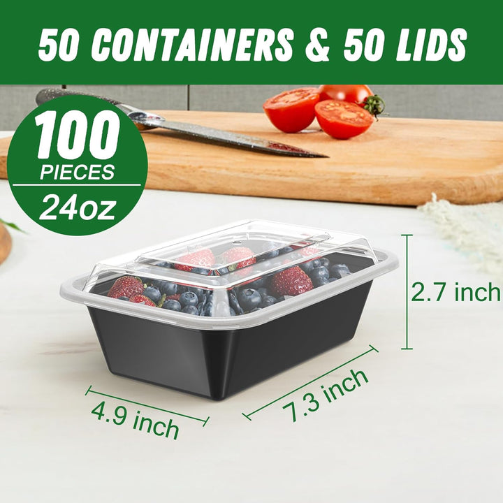 50-Pack Reusable Meal Prep Containers with Lid, Leakproof-700 ml-Nora Luxe