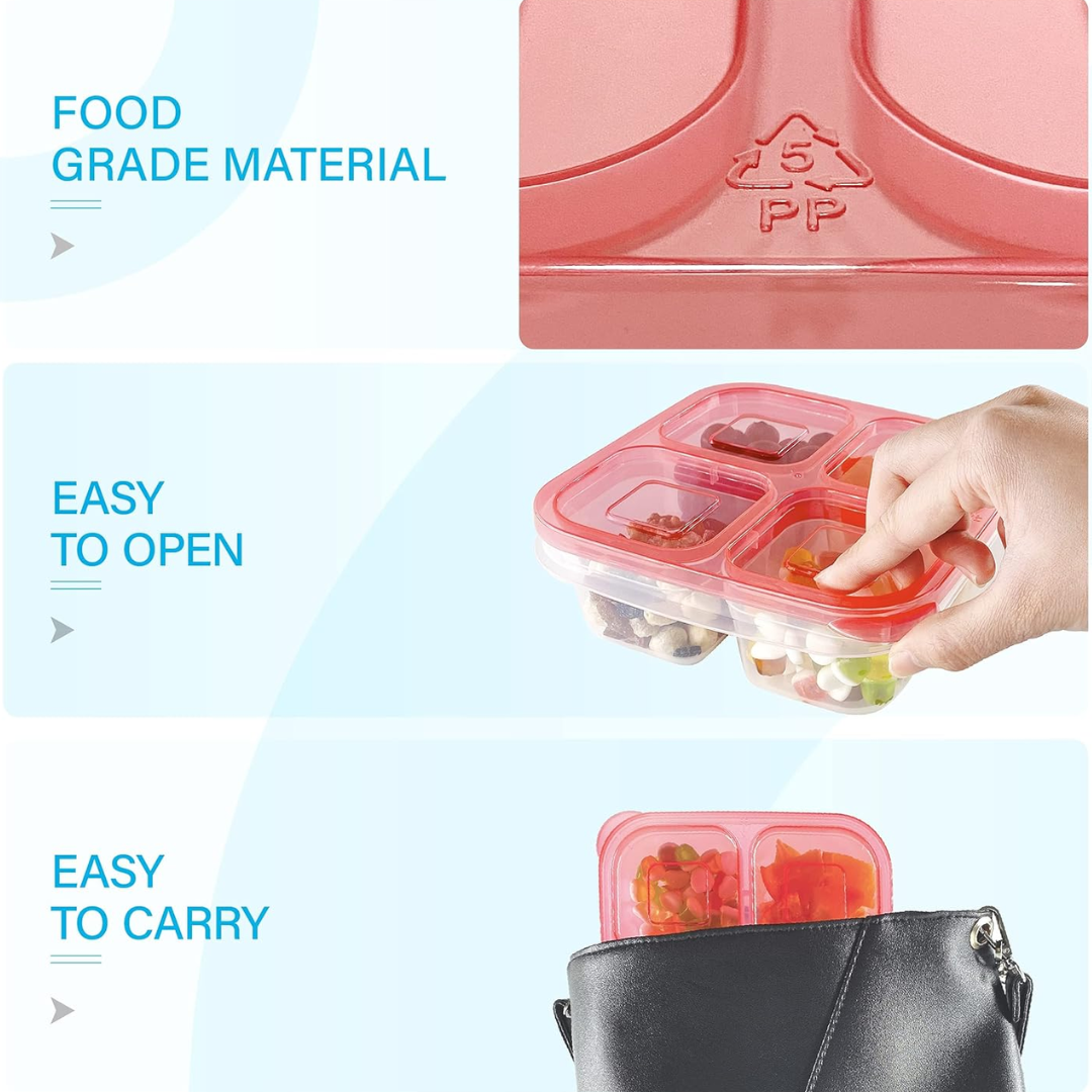 6-Pack Reusable Bento Box Meal Prep Set-Brightly colored-Nora Luxe