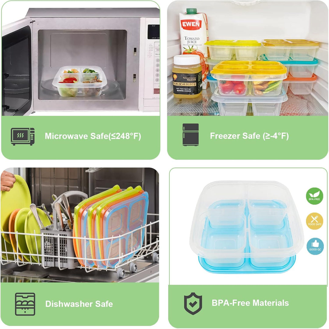6-Pack Reusable Bento Box Meal Prep Set-Brightly colored-Nora Luxe