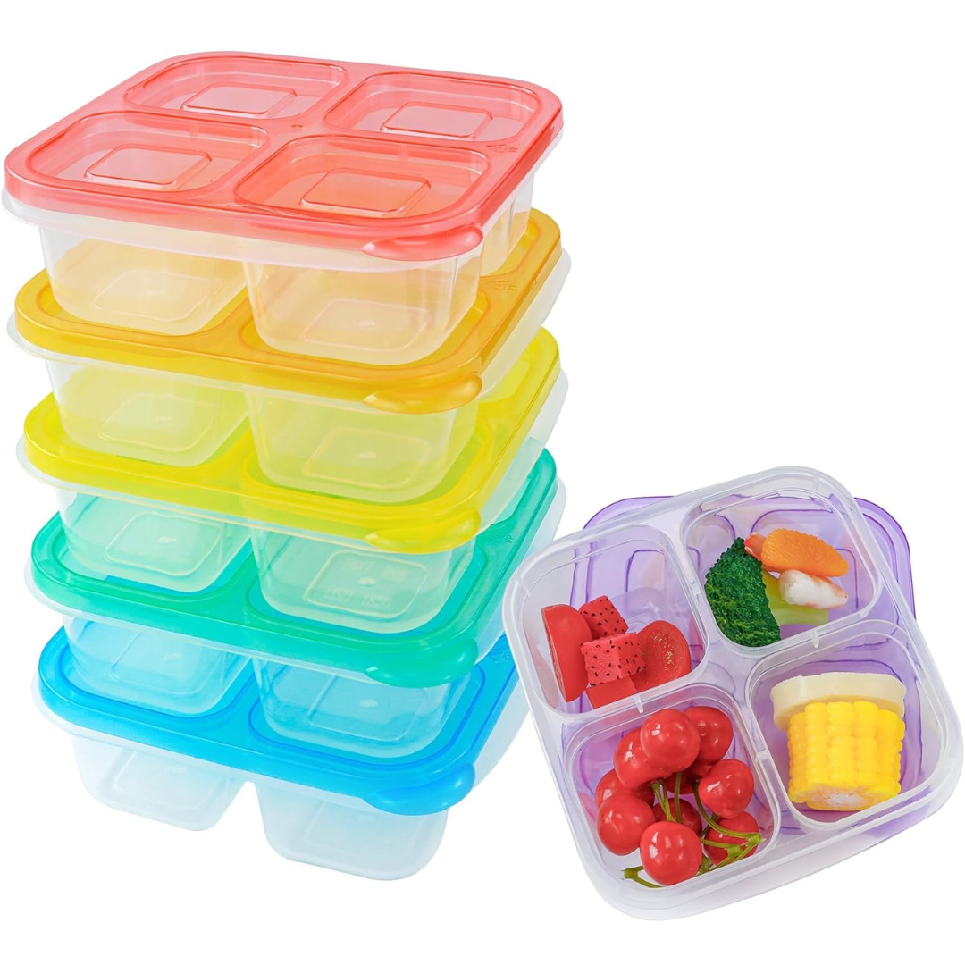 6-Pack Reusable Bento Box Meal Prep Set-Brightly colored-Nora Luxe
