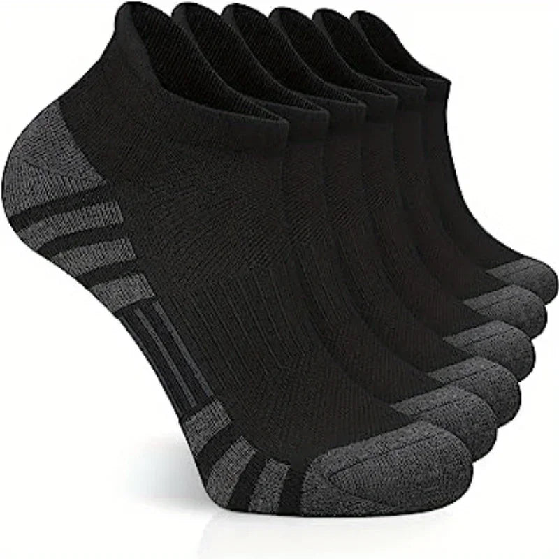 6 Pairs of Breathable Ankle Socks - ActiveRun-Black-Nora Luxe