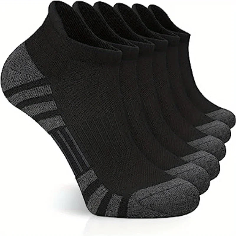 6 Pairs of Breathable Ankle Socks - ActiveRun-Black-Nora Luxe