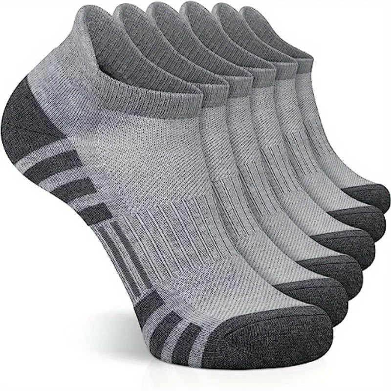 6 Pairs of Breathable Ankle Socks - ActiveRun-Gray-Nora Luxe
