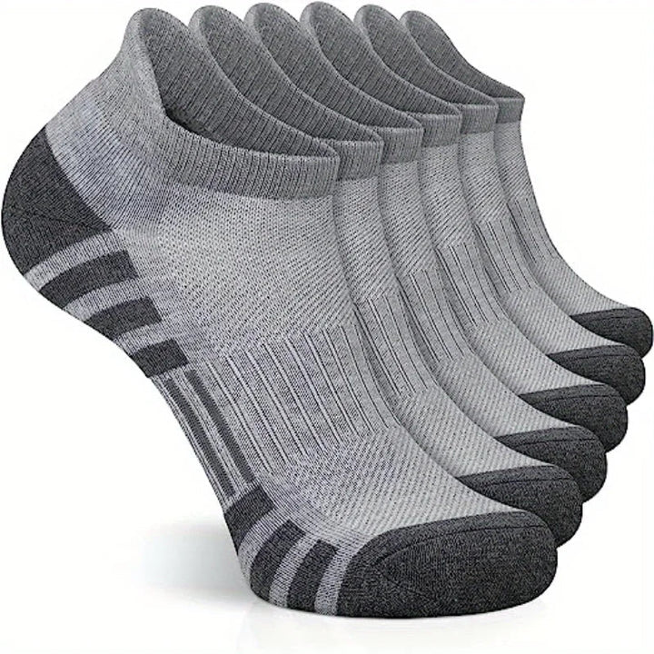 6 Pairs of Breathable Ankle Socks - ActiveRun-Gray-Nora Luxe