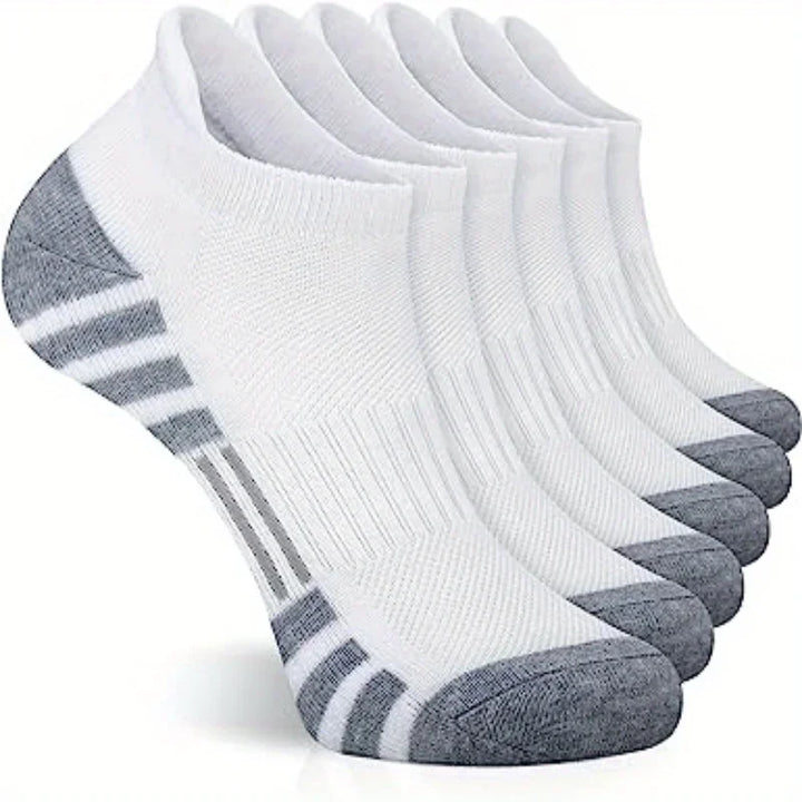 6 Pairs of Breathable Ankle Socks - ActiveRun-White-Nora Luxe