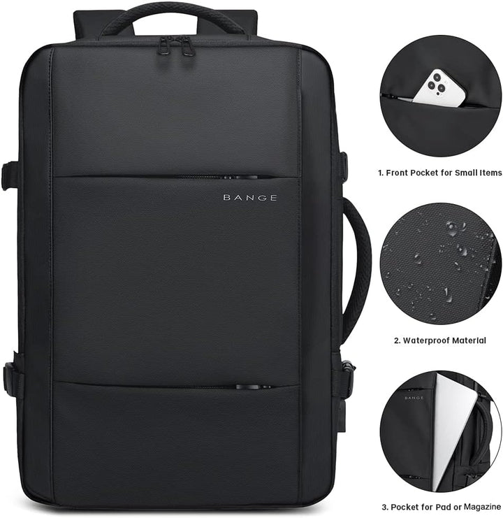 Expandable 26–45L Waterproof Travel Backpack with Laptop Sleeve & Duffle Carry