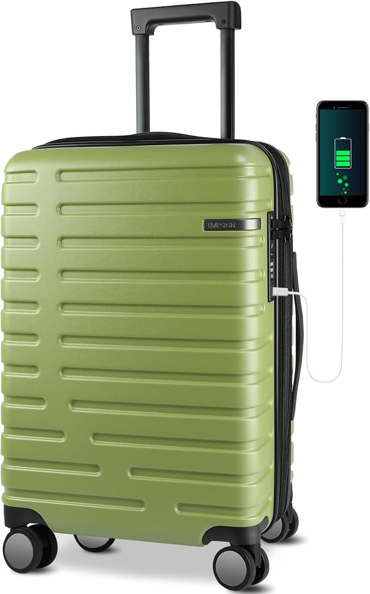 Expandable Hard Shell Carry-On Luggage with Spinner Wheels & TSA Lock