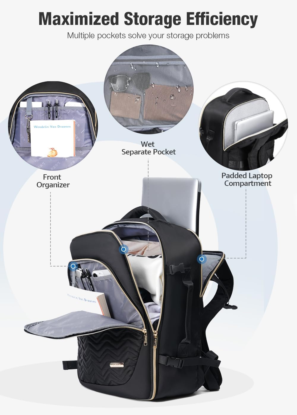 40L Airline-Approved Travel Backpack with 6 Packing Cubes & Laptop Compartment