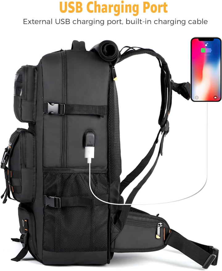 50L Flight-Approved Travel Backpack with Shoe Compartment & Convertible Carry