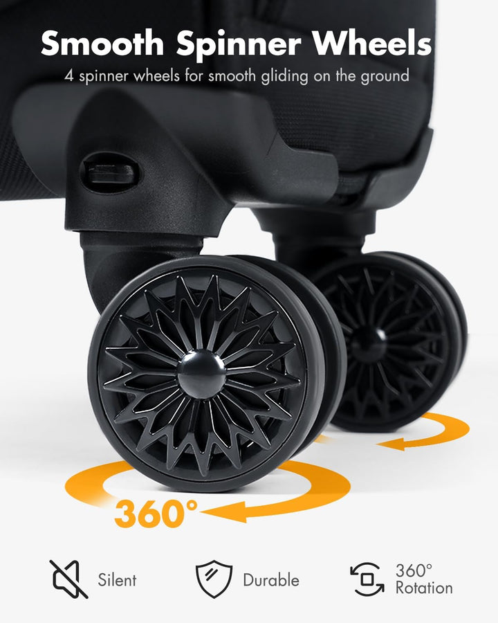 Airline-Approved Underseat Carry-On with Spinner Wheels & Laptop Pocket