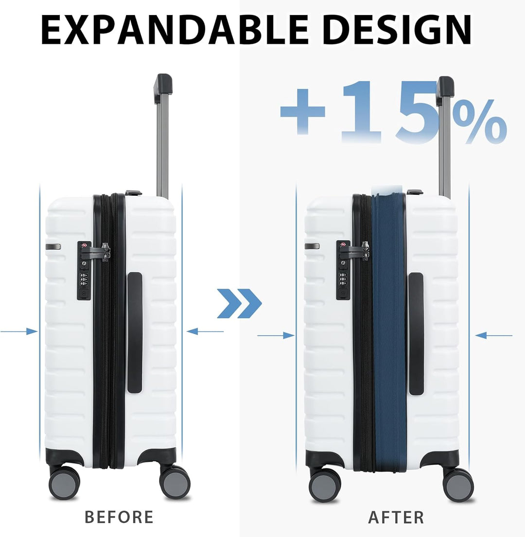 Expandable Hard Shell Carry-On Luggage with Spinner Wheels & TSA Lock