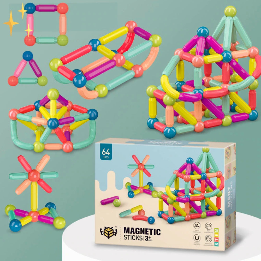 64 Pieces Magnetic Building Blocks - Creatix-Nora Luxe