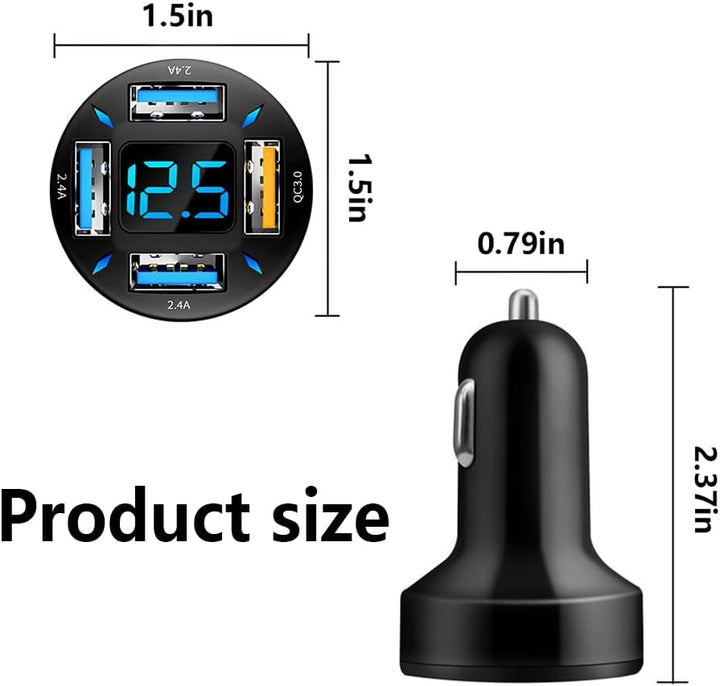 66W Super Fast Car Charger with USB PD & QC 3.0 – Universal for 12-24V Cigarette Lighter-1-piece-black-QC/2.4A-Nora Luxe