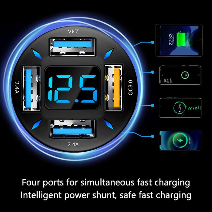 66W Super Fast Car Charger with USB PD & QC 3.0 – Universal for 12-24V Cigarette Lighter-1-piece-black-QC/2.4A-Nora Luxe