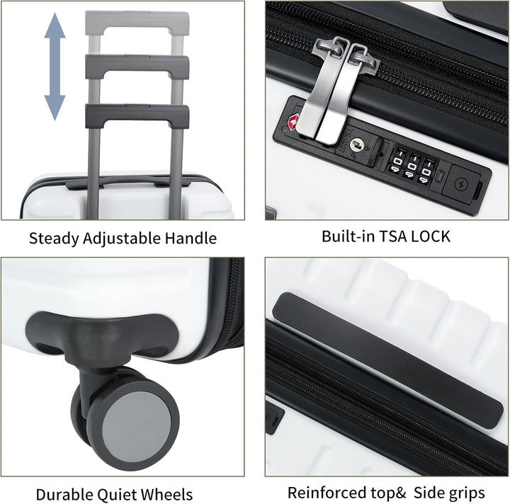 Expandable Hard Shell Carry-On Luggage with Spinner Wheels & TSA Lock