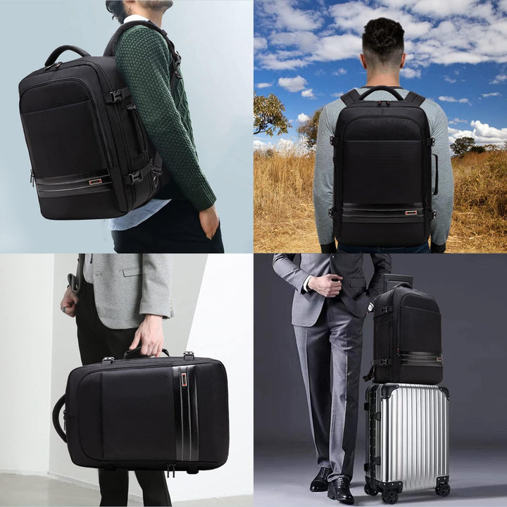 Expandable 45L–55L Water-Resistant Travel Backpack with 18" Laptop Compartment