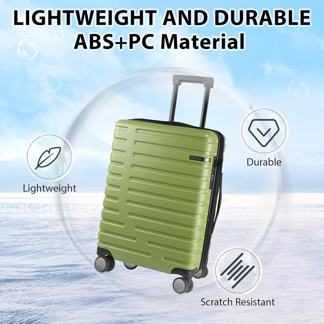 Expandable Hard Shell Carry-On Luggage with Spinner Wheels & TSA Lock