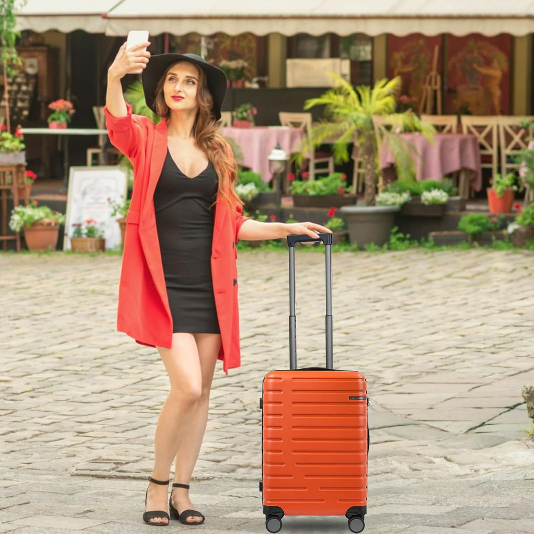 Expandable Hard Shell Carry-On Luggage with Spinner Wheels & TSA Lock