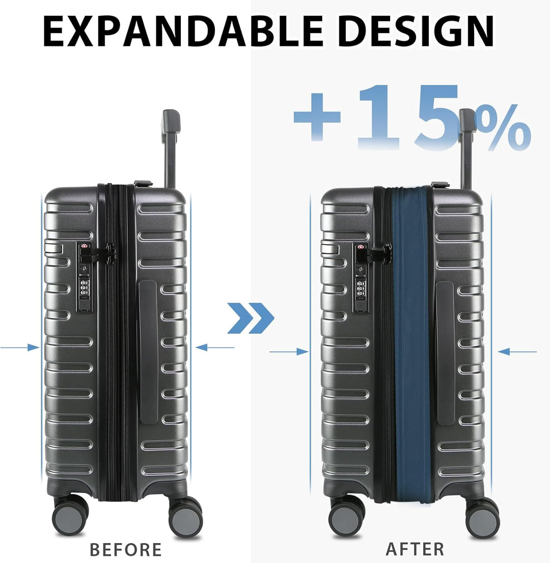 Expandable Hard Shell Carry-On Luggage with Spinner Wheels & TSA Lock