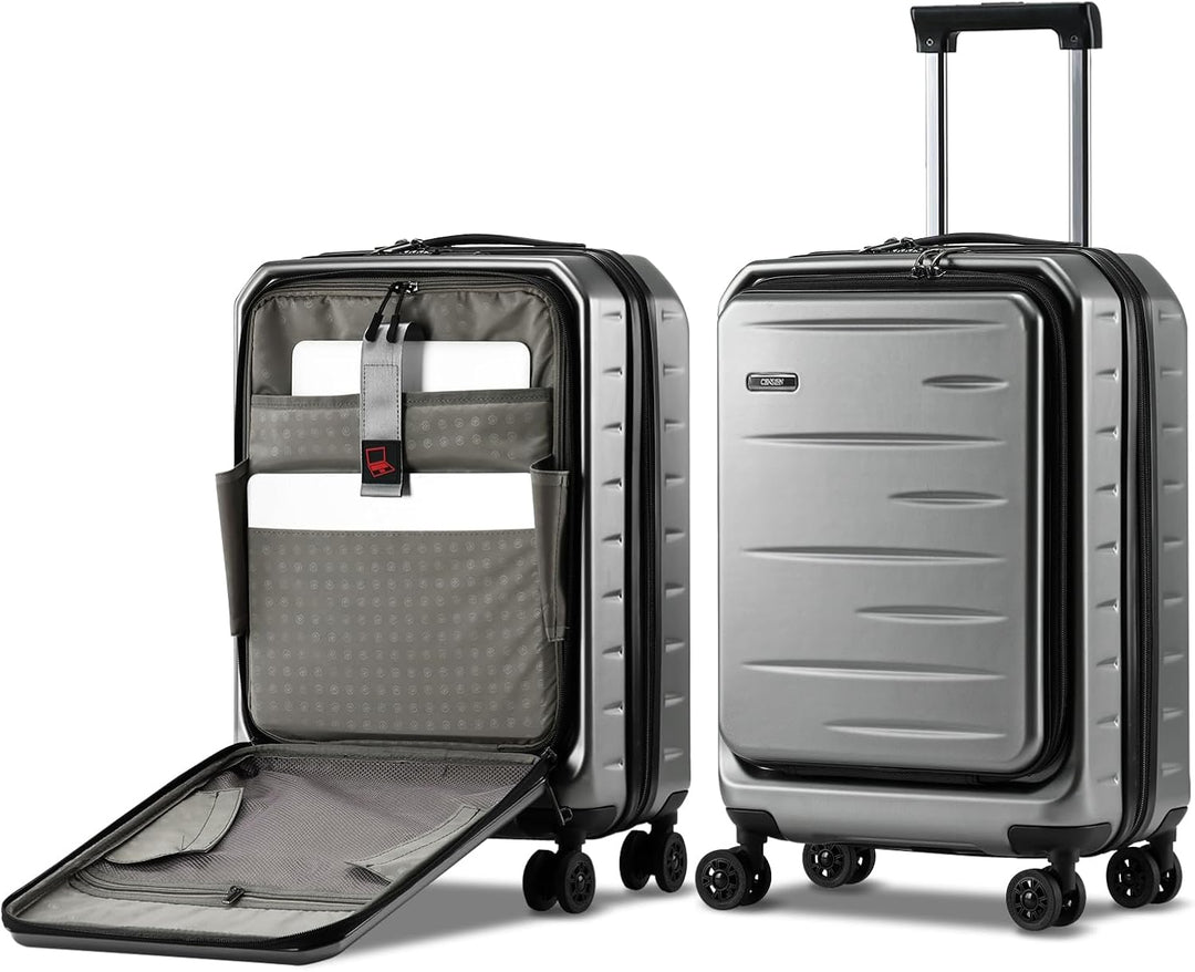 Expandable Hard Shell Carry-On with Front Pocket & TSA Lock