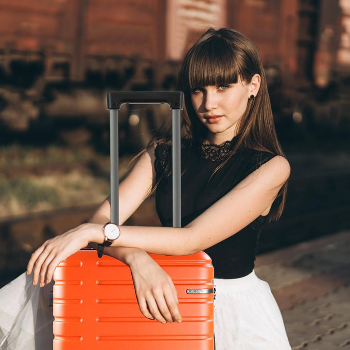 Expandable Hard Shell Carry-On Luggage with Spinner Wheels & TSA Lock