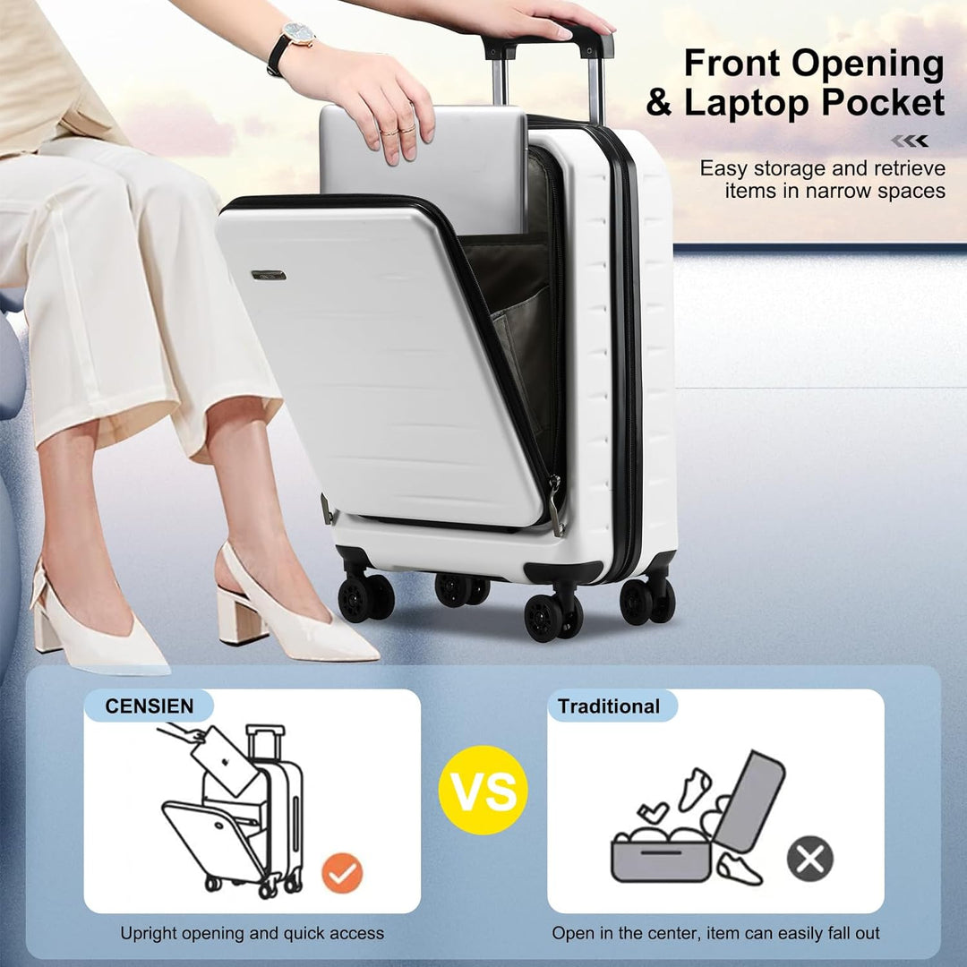 Expandable Hard Shell Carry-On with Front Pocket & TSA Lock